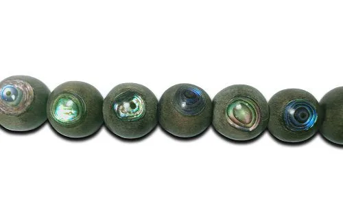 Graywood 12mm round with paua insert Graywood 12mm round with paua insert